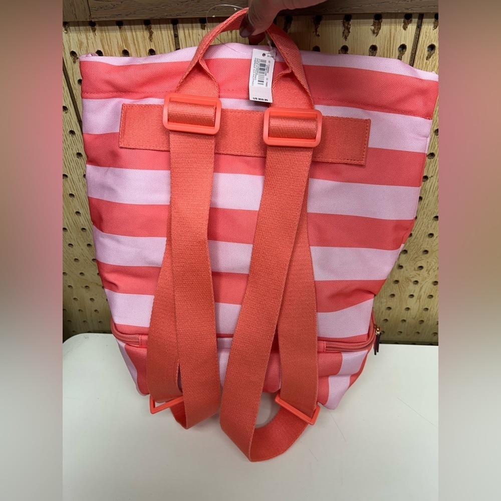 Victoria's Secret Coral and Light Pink Striped Bag - Picture 7 of 8